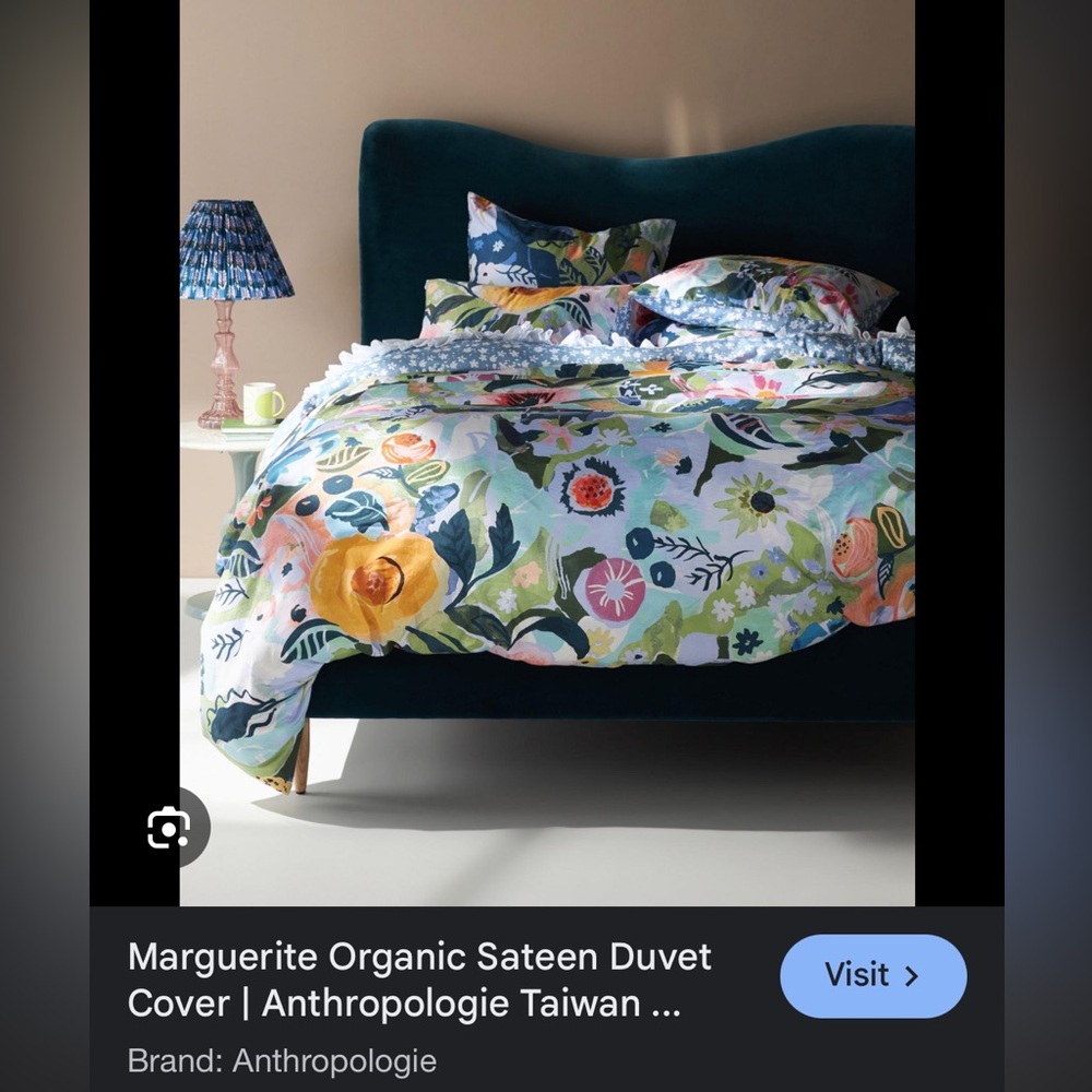 Anthropologie Marguerite Duvet Cover with 2 Standard Shams. EUC